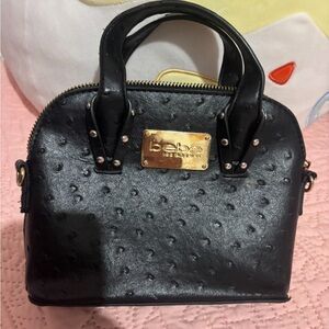 Bebe Black Mini Bag with Gold Accents